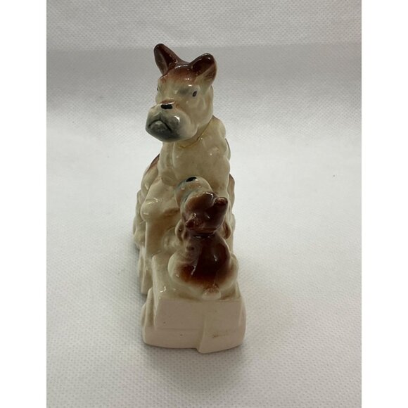 Vintage 1960's Ceramic Figure Dog Terriers Riding Train Japan Puppies Gr… - Picture 3 of 8